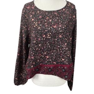 California Moonrise Women’s Floral Asymmetrical Hem Pullover Blouse Size Medium